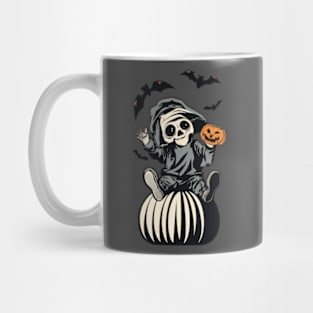 “Skeleton with Jack-O-Lantern and Bats Mug